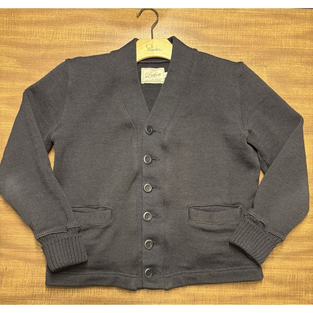 Dehen 1920 Classic Cardigan - Charcoal Gray - Heavy 100% Wool - Mens Small